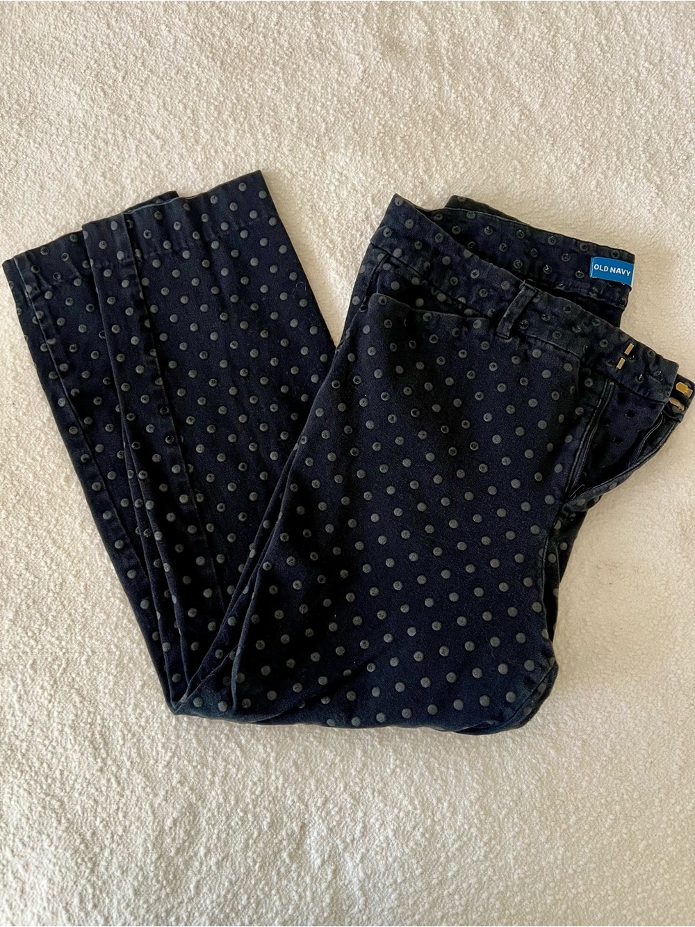Old Navy Pixie Skinny High Rise Women's Black Polka Dot Pants